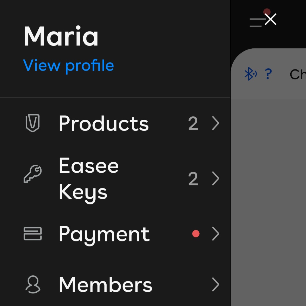 The app menu, open, showing the number 2 next to Products