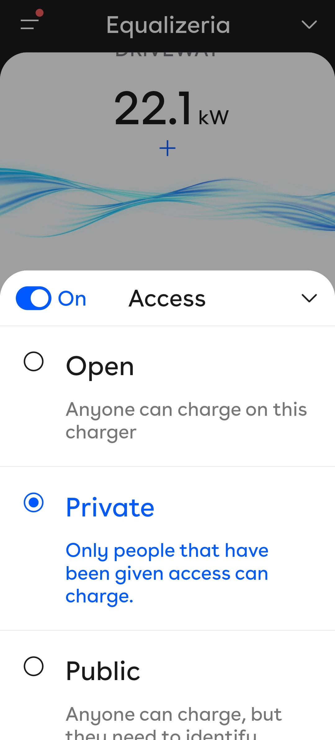Access card in the Easee app