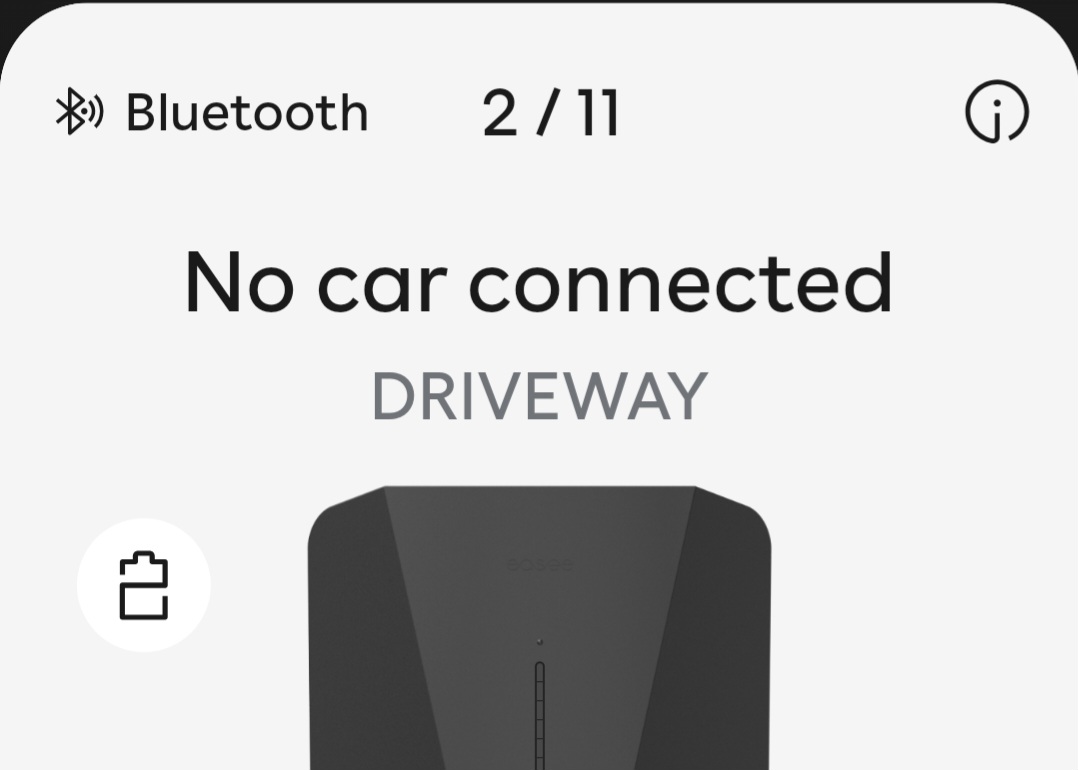 Ladegerätekarte zeigt Bluetooth-Verbindung in der Ecke