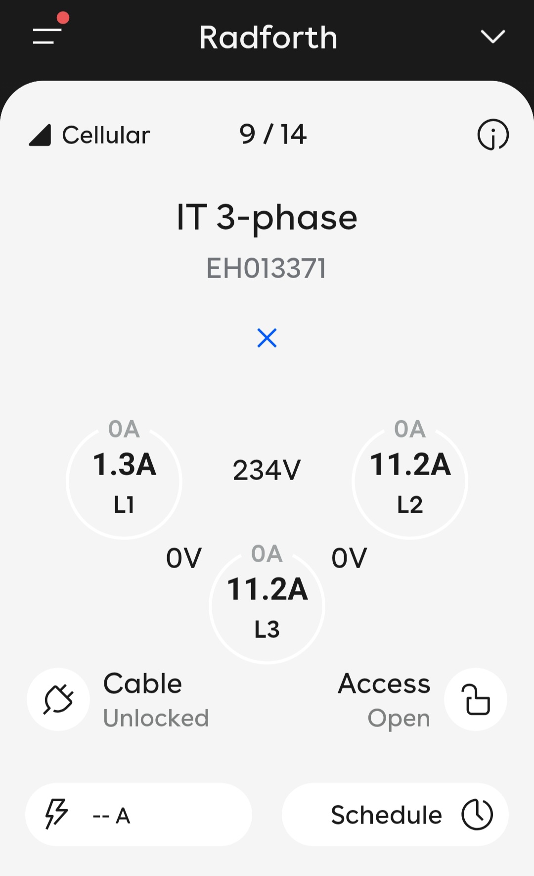 app screen showing three phase IT power