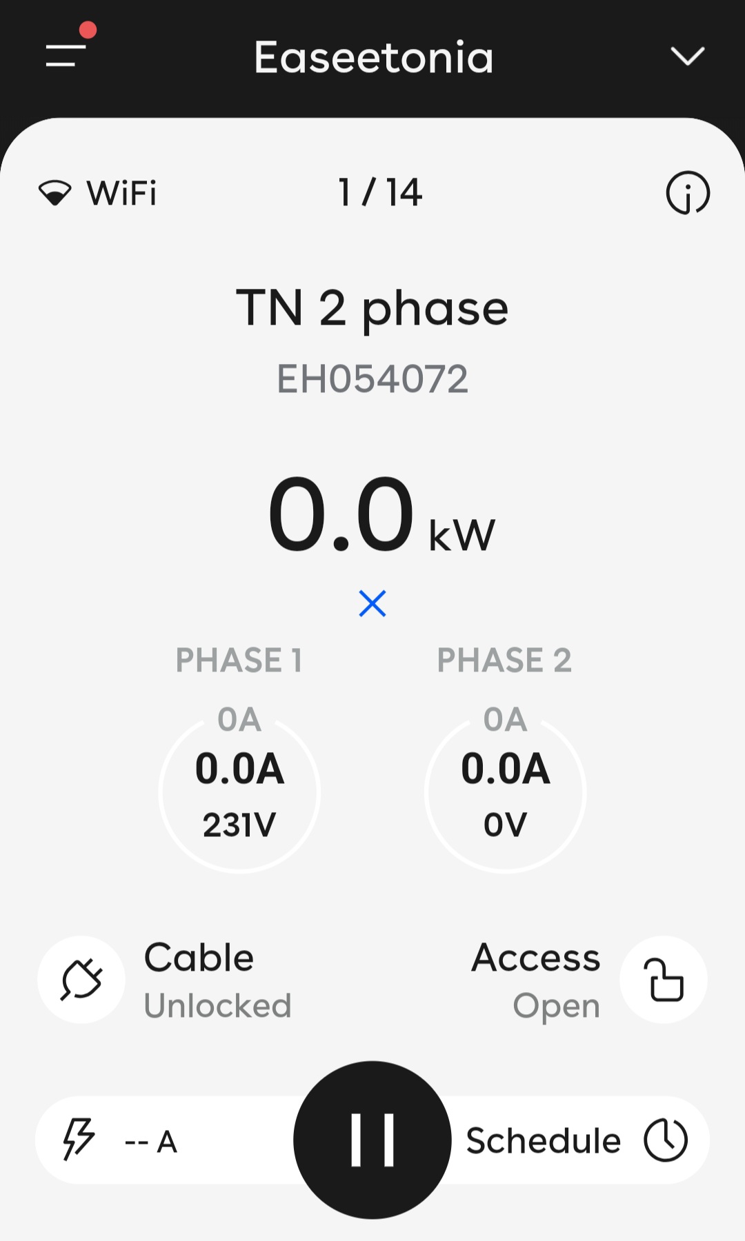 app screen showing TN two phase power