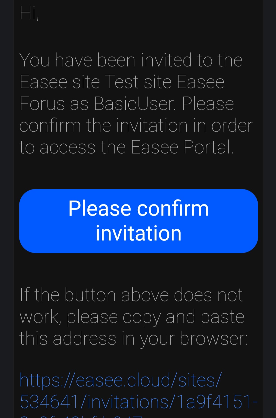 Screenshot van locatie-eigenaar uitnodigings-e-mail