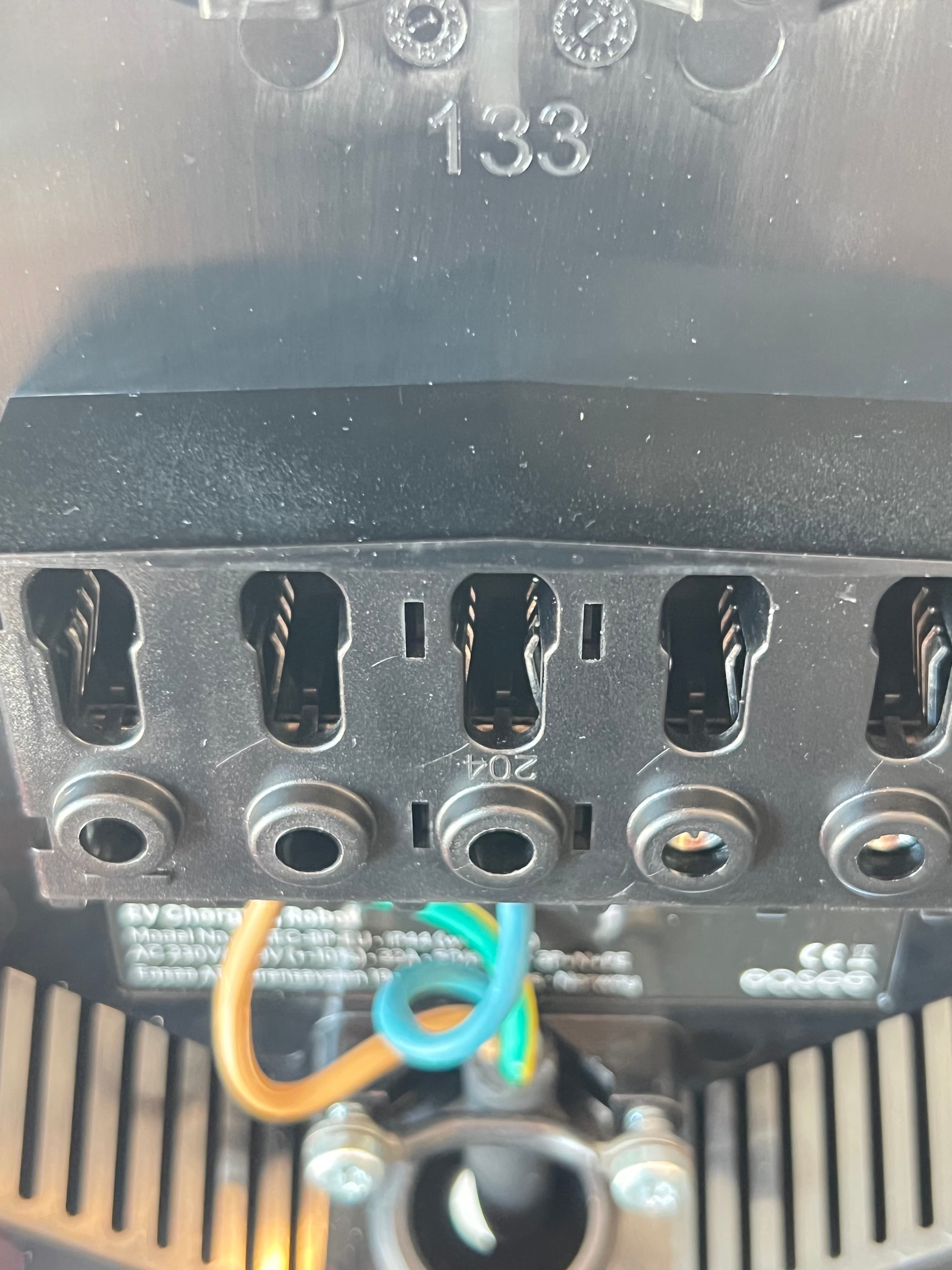 the backplate terminals, from slightly above