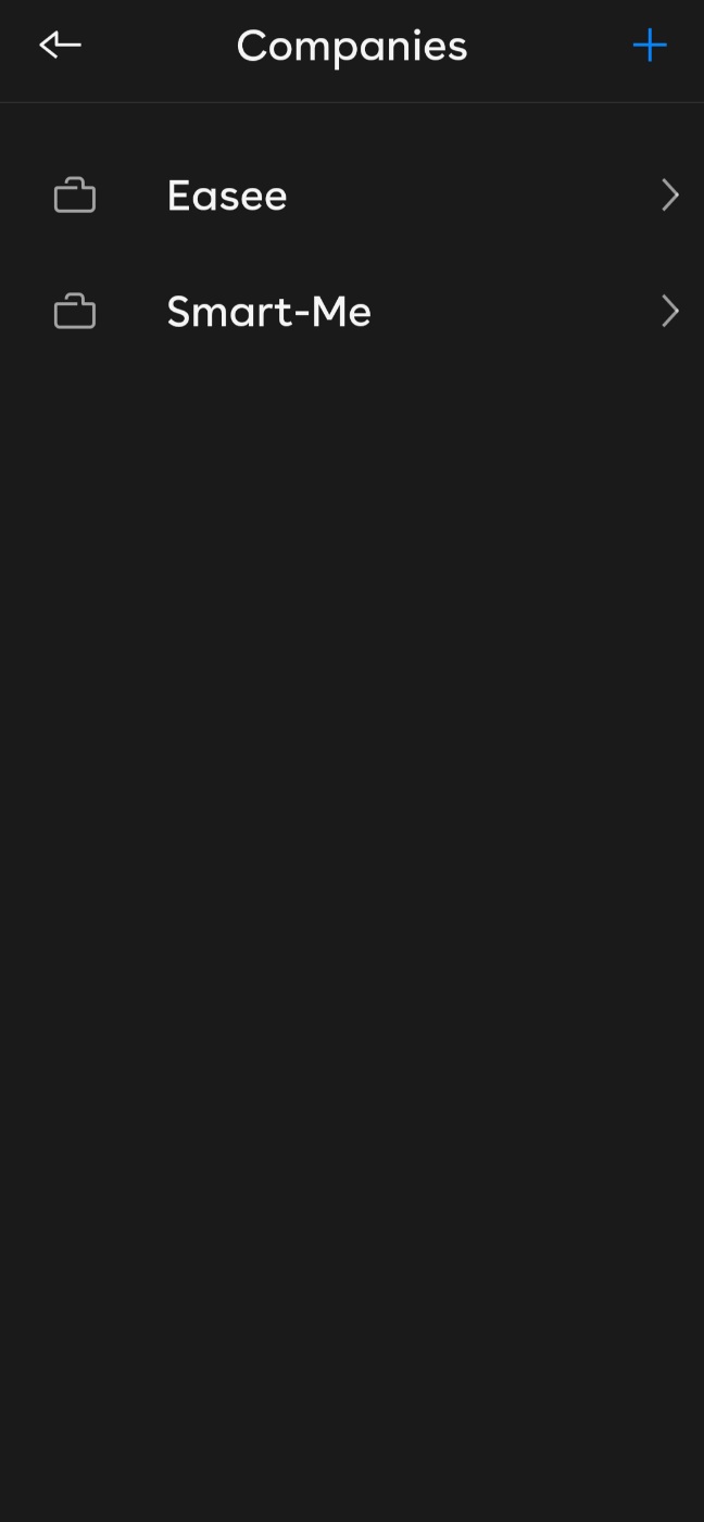 Bildschirm, der bereits registrierte Installationsunternehmen zeigt