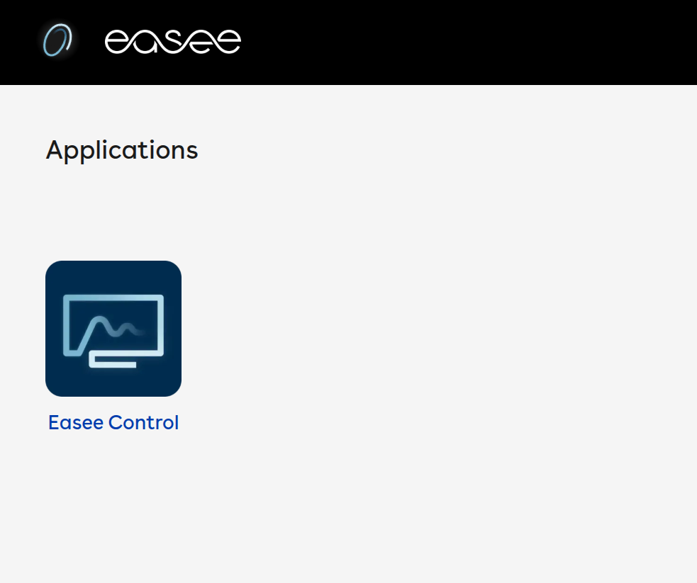 The applications section of the Control screen showing only the Easee Control icon
