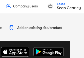 a screenshot portion of the top corner showing the name and company name and icon