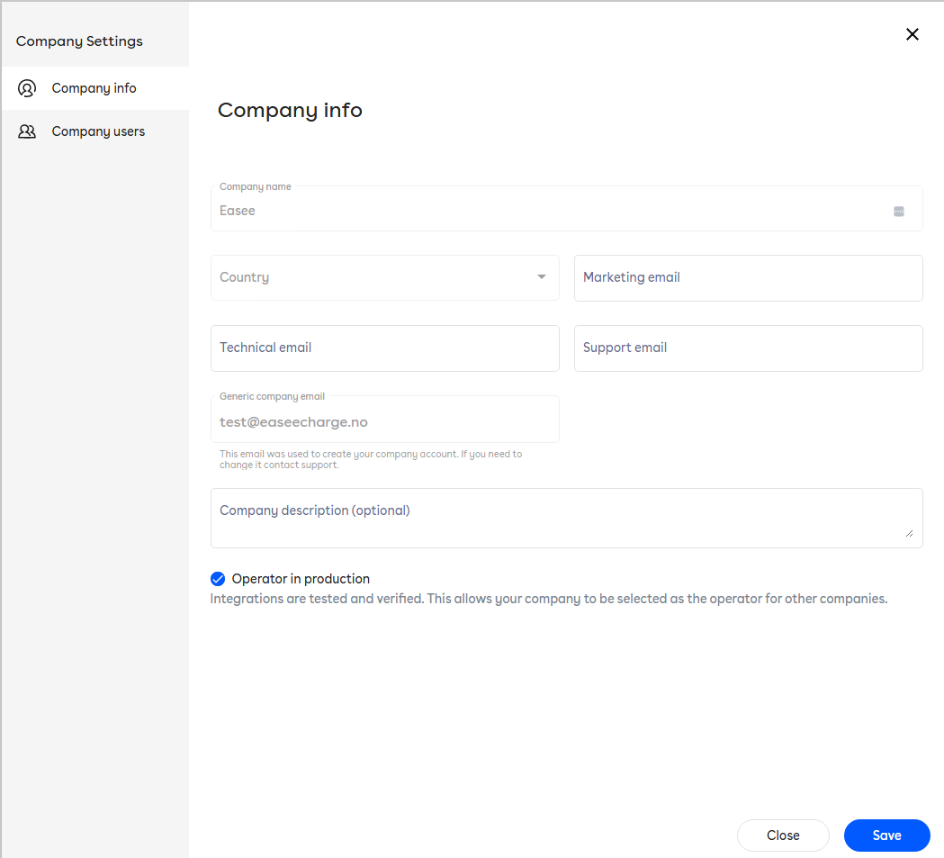 ein Screenshot, der die vollständige Überlagerung auf dem Firmeninformationen-Tab zeigt