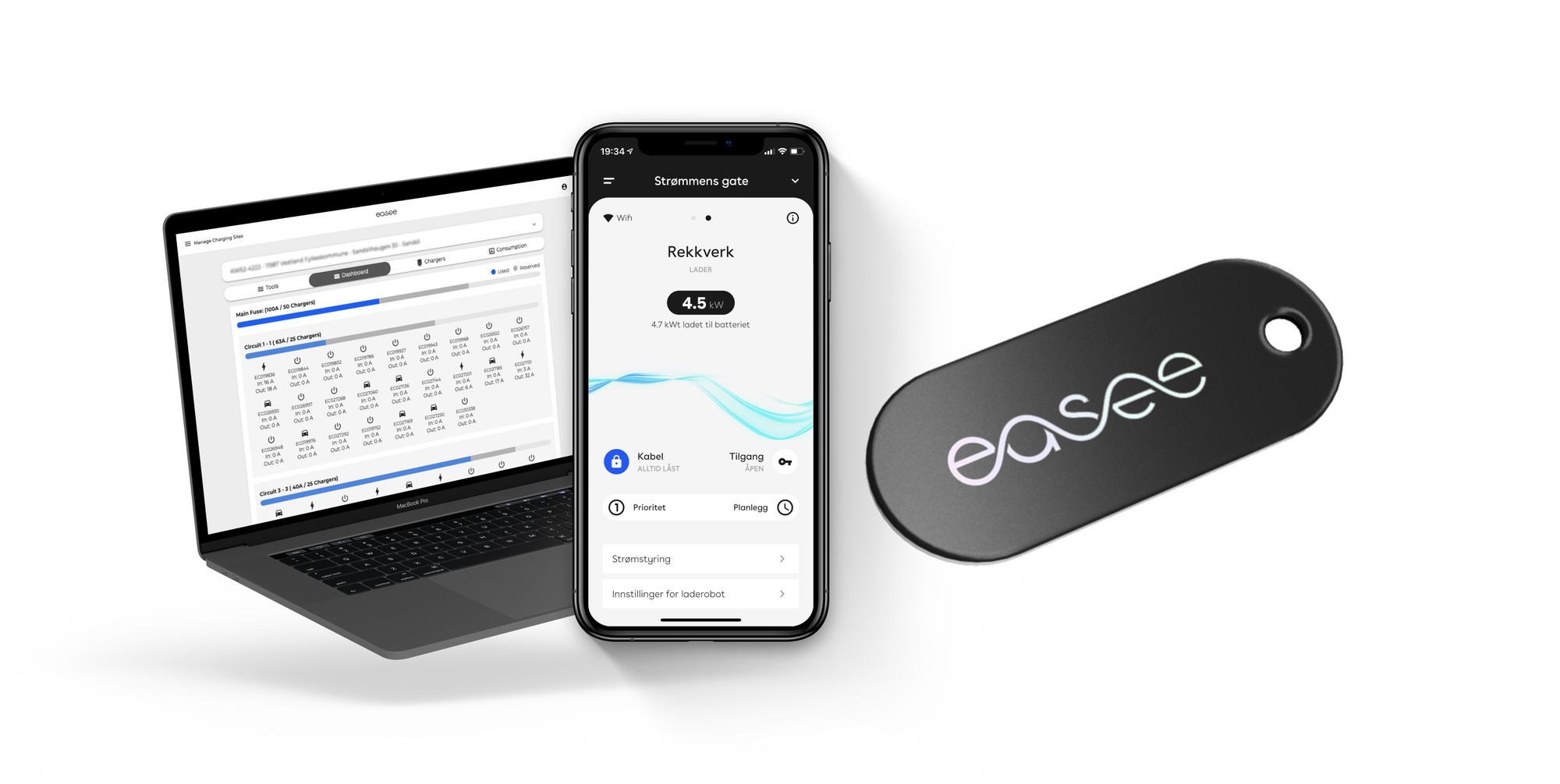 an image of a laptop, a smartphone, and an easee tag