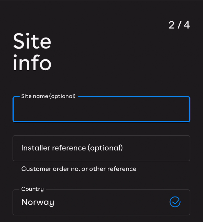 a partial screenshot of the site info screen in the app
