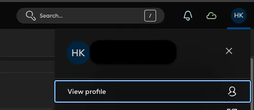 Profilmenü in Easee Control mit ausgewähltem View profile