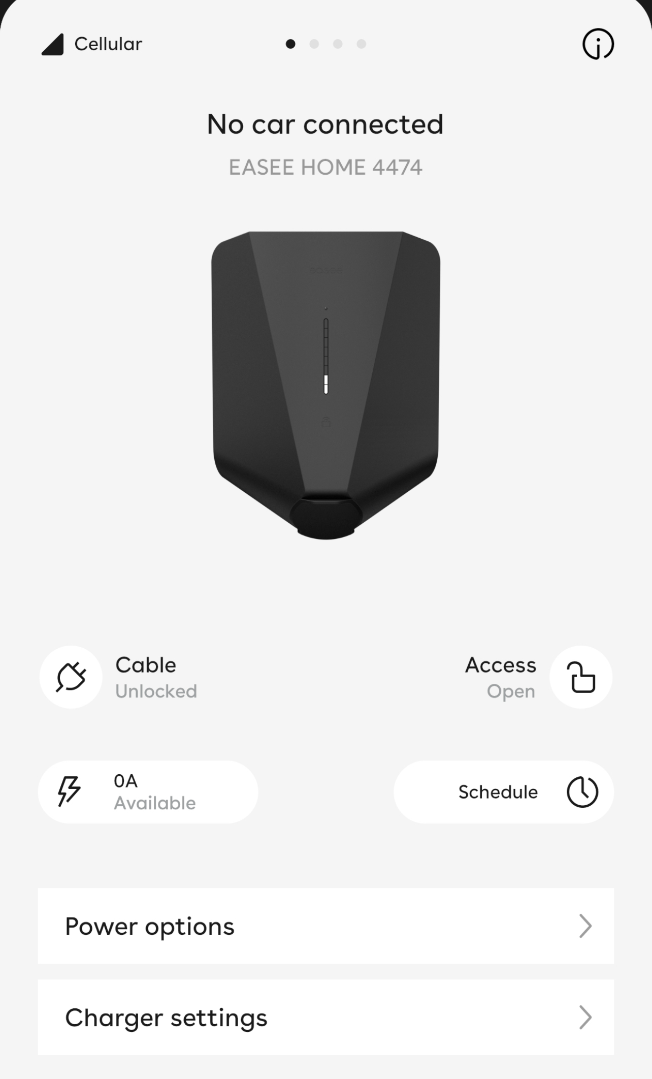 Charger card screen