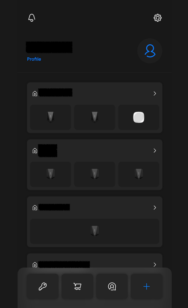 Easee App Home screen showing available sites and chargers