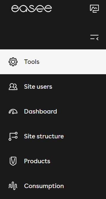 the left side menu displayed after a site is selected in Portal.