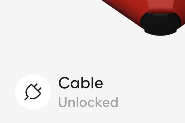 the cable lock icon on the charger card. It says Unlocked and is grey.