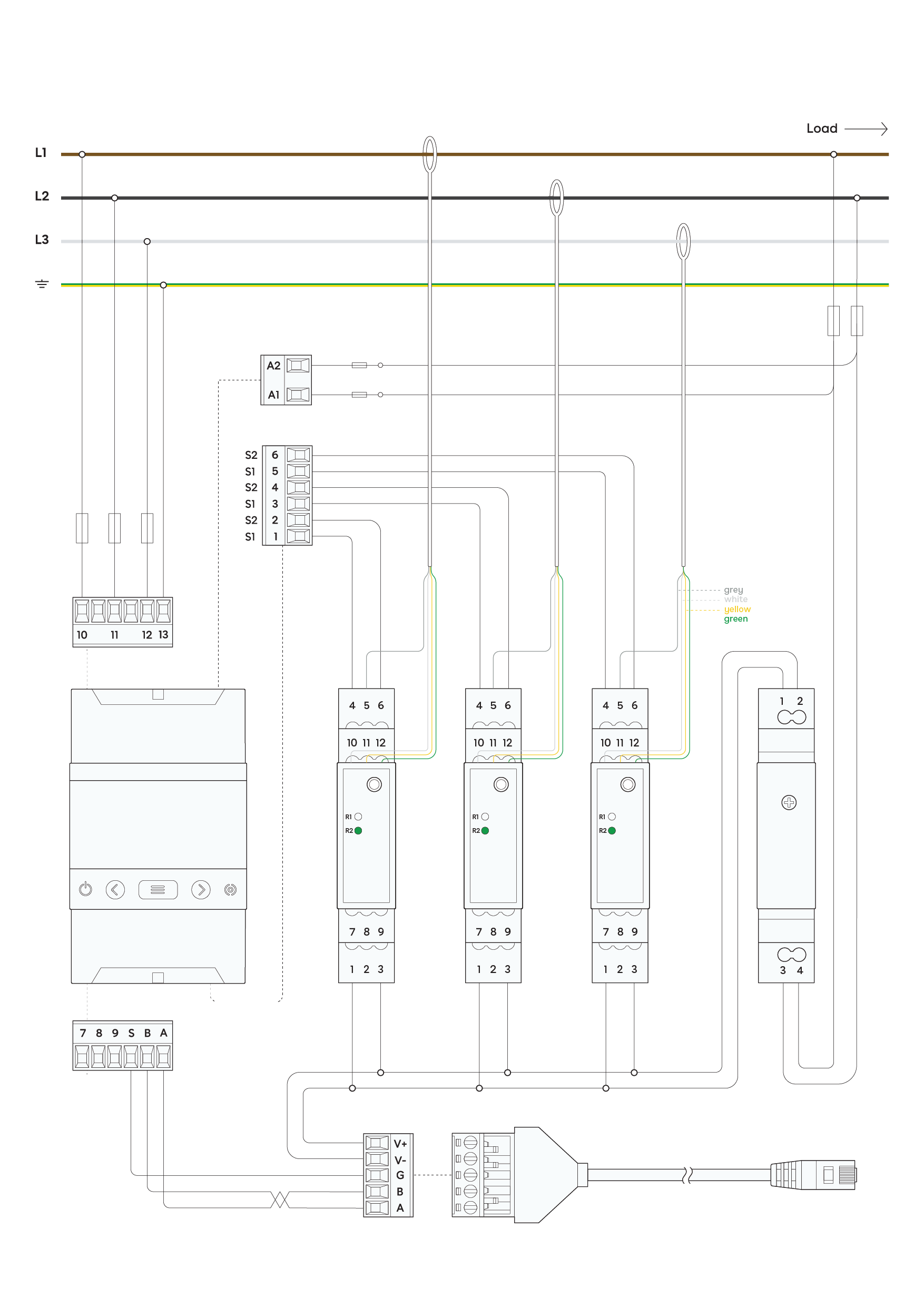 Easee 3-phase schematic using Rogowski coils
